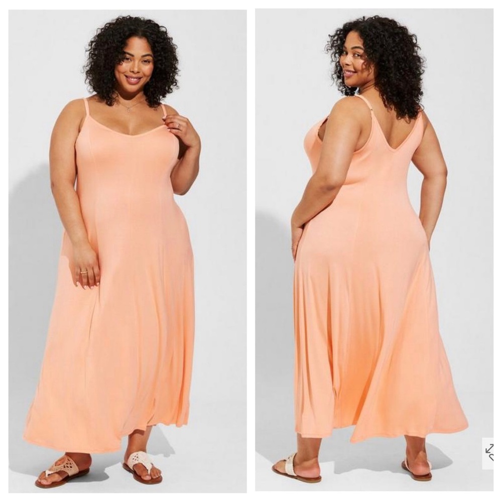 NWT TORRID Maxi Jersey Trapeze Dress in Papaya Punch